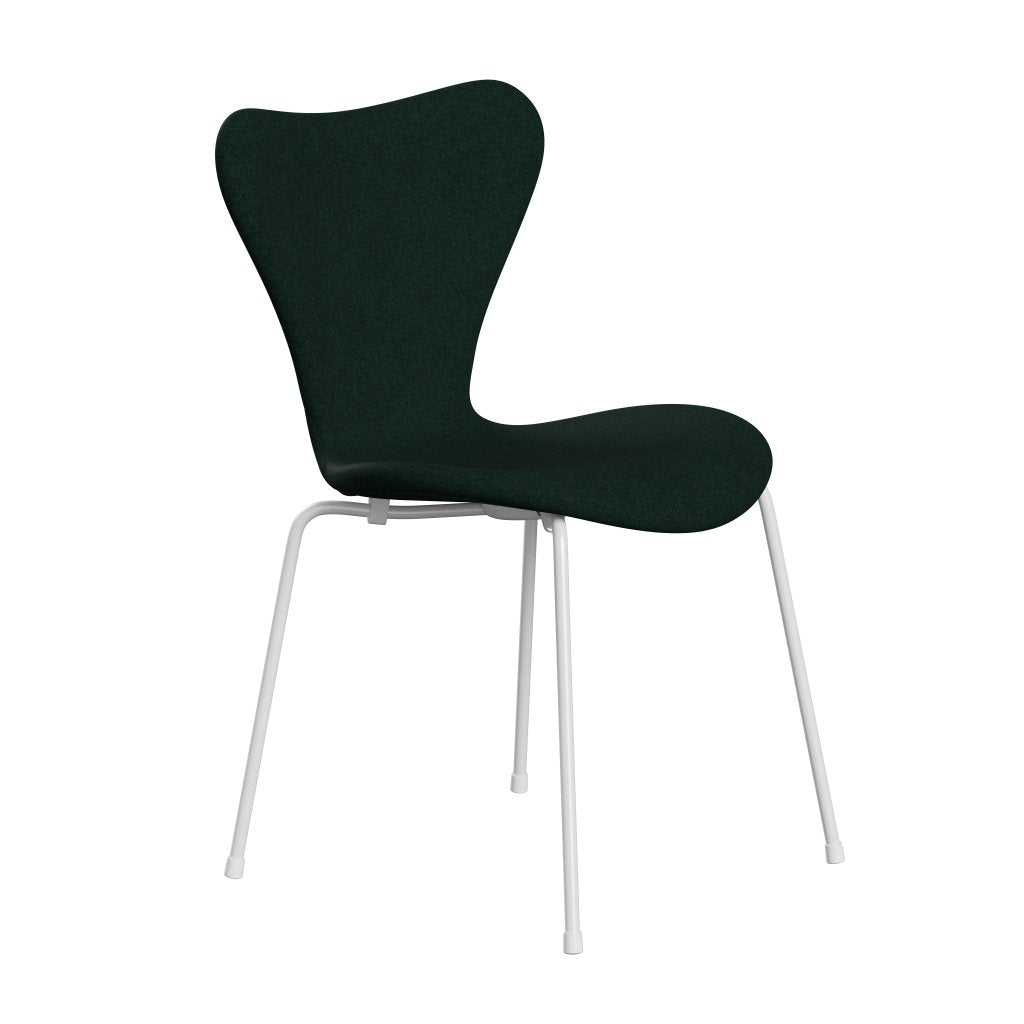 Fritz Hansen 3107 Chair Full Upholstery, White/Divina Melange Dark Green