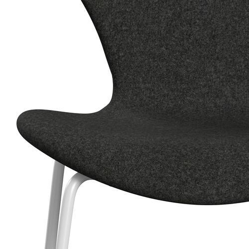 Fritz Hansen 3107 Chair Full Upholstery, White/Divina Melange Grey