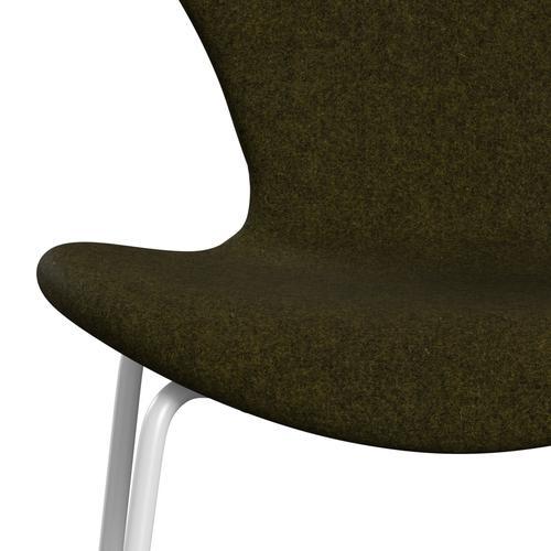 Fritz Hansen 3107 židle plné čalounění, bílá/divina melange olive tma