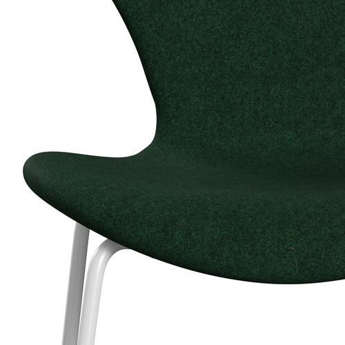 Fritz Hansen 3107 Chair Full Upholstery, White/Divina Melange Warm Dark Green