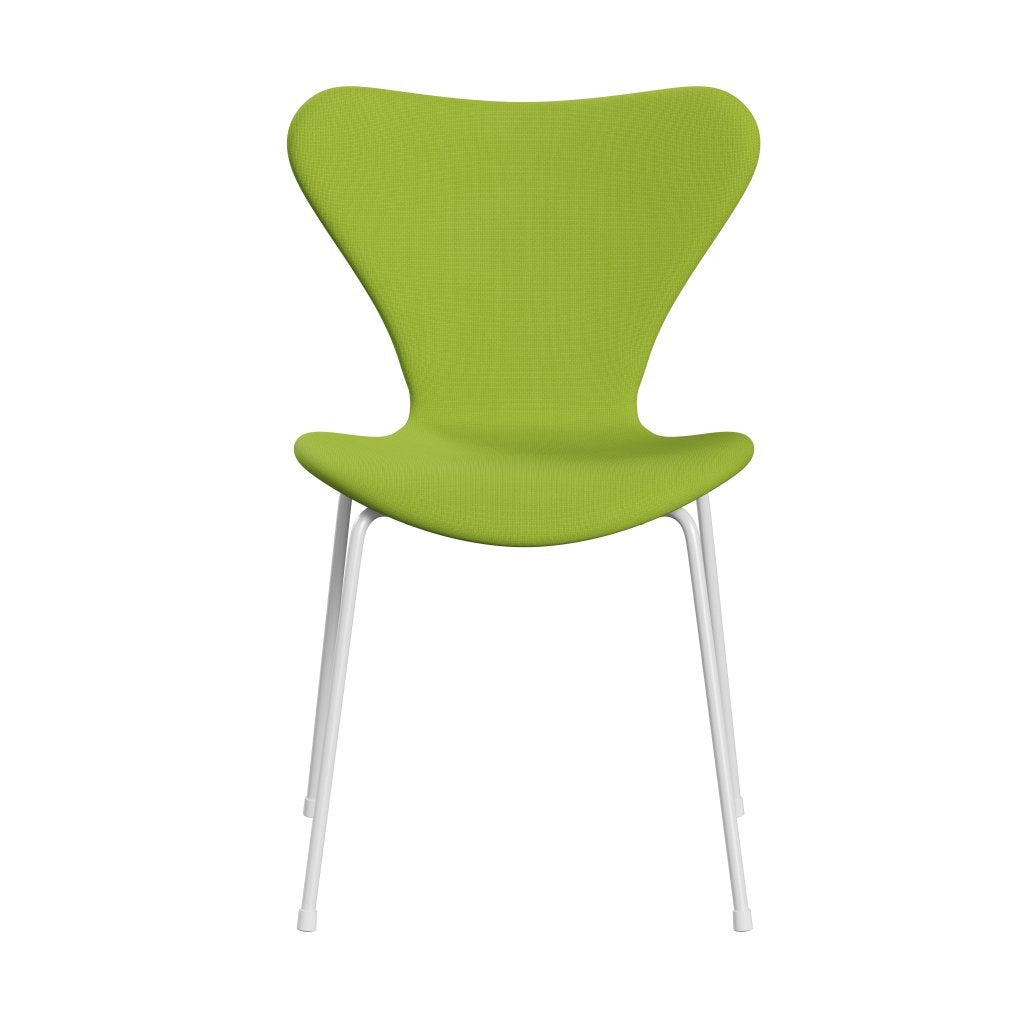 Fritz Hansen 3107 Chair Full Upholstery, White/Fame Neon Green