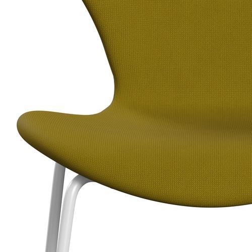 Fritz Hansen 3107 židle plné čalounění, bílá/sláva olivově zelená