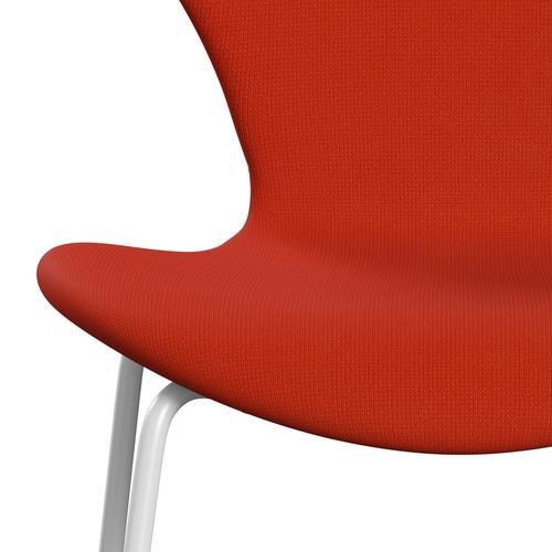 Fritz Hansen 3107 Chair Full Upholstery, White/Fame Orange Dark