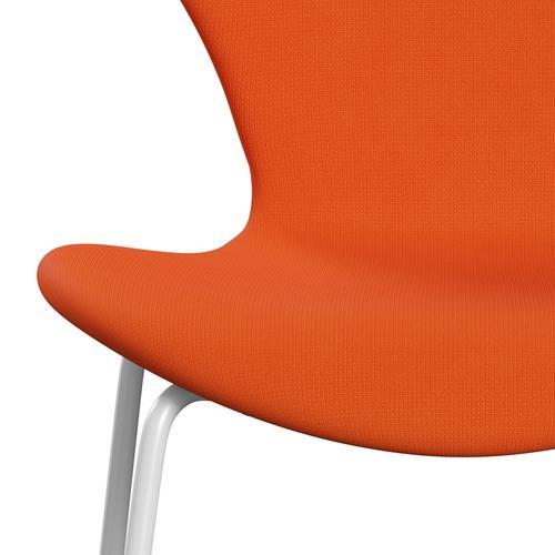 Fritz Hansen 3107 Židle plné čalounění, bílá/sláva oranžová (F63016)