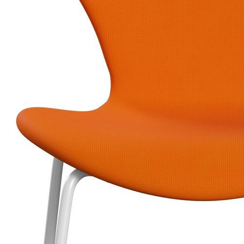 Fritz Hansen 3107 Židle plné čalounění, bílá/sláva oranžová (F63077)