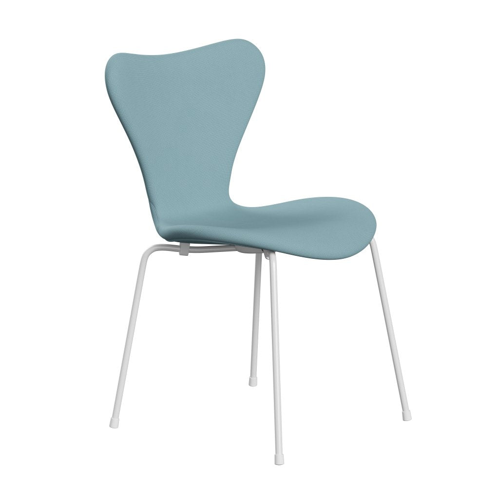 Fritz Hansen 3107 Chair Full Upholstery, White/Fame Turquoise Light