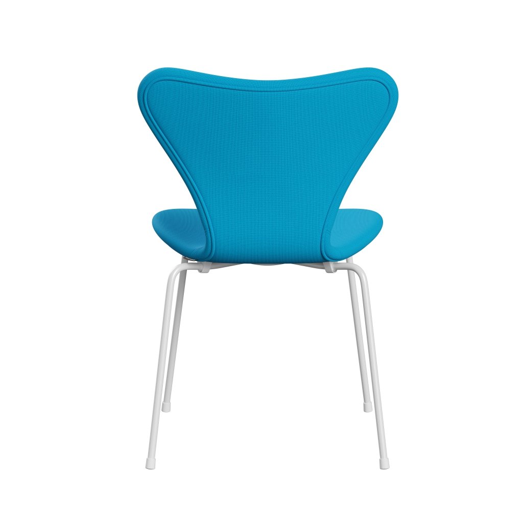 Fritz Hansen 3107 Chair Full Upholstery, White/Fame Warm Turquoise