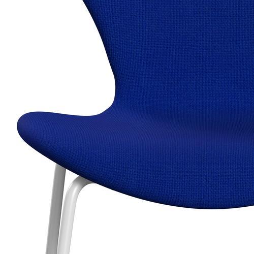 Fritz Hansen 3107 Chair Full Upholstery, White/Hallingdal Blue