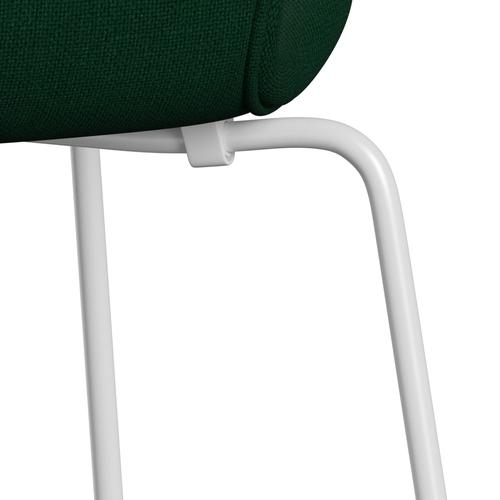 Fritz Hansen 3107 Chair Full Upholstery, White/Hallingdal Bottle Green