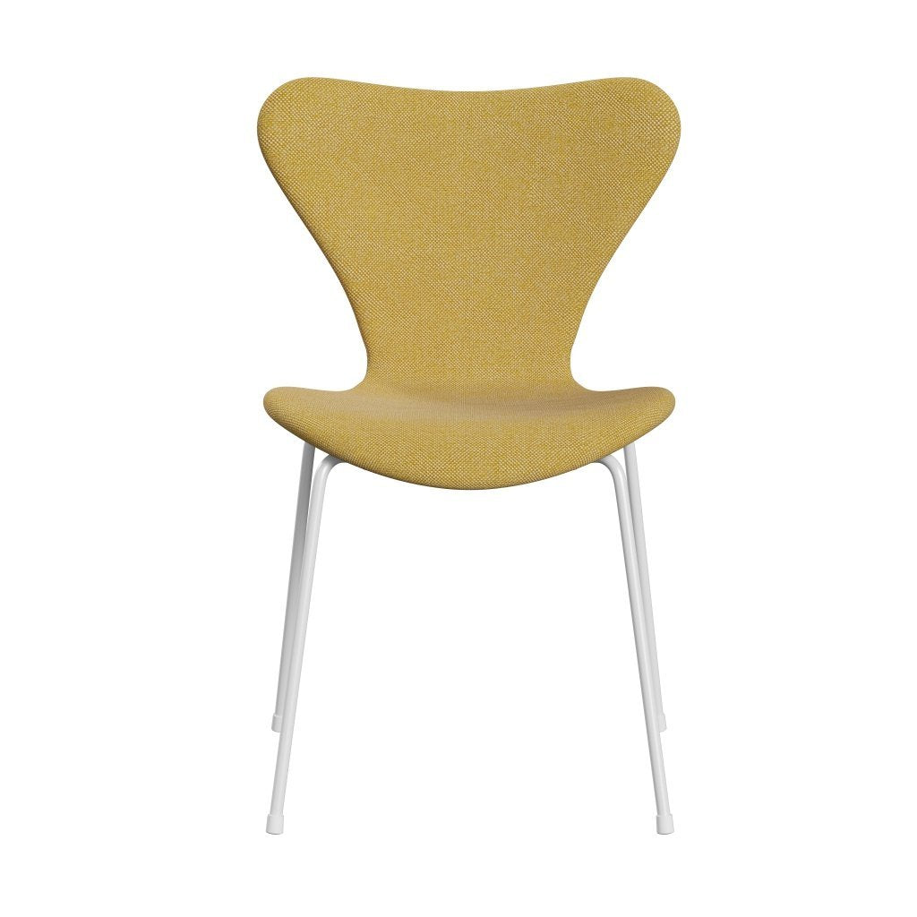 Fritz Hansen 3107 Chair Full Upholstery, White/Hallingdal Yellow/White