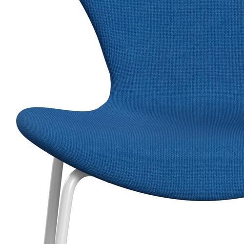 Fritz Hansen 3107 Chair Full Upholstery, White/Hallingdal Light Blue