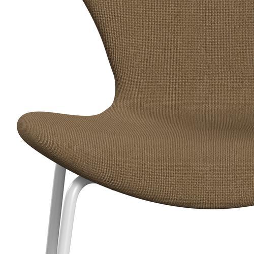 Fritz Hansen 3107 Chair Full Upholstery, White/Hallingdal Light Brown