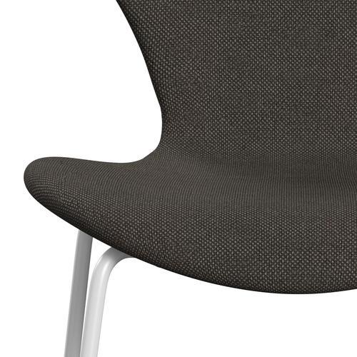 Fritz Hansen 3107 židle plné čalounění, bílé/hallingdal uhlí světlo