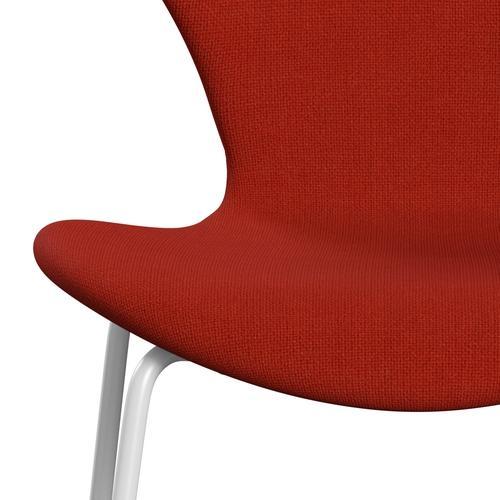 Fritz Hansen 3107 Chair Full Upholstery, White/Hallingdal Orange (Hal600)