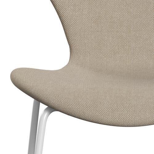 Fritz Hansen 3107 Chair Full Upholstery, White/Hallingdal Sand