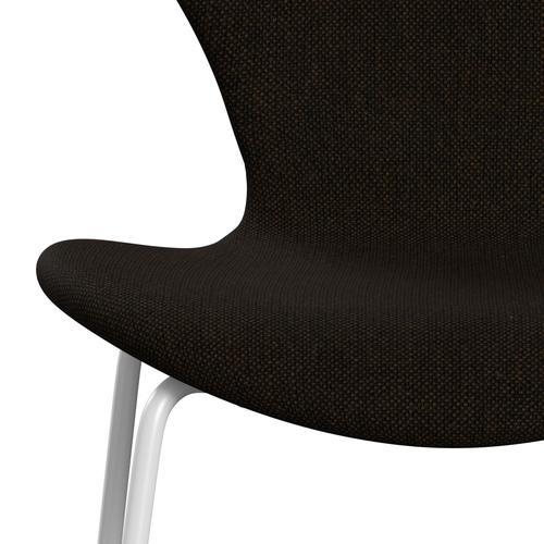 Fritz Hansen 3107 Chair Full Upholstery, White/Hallingdal Black/Brown