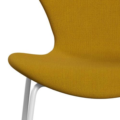 Fritz Hansen 3107 židle plné čalounění, bílá/hallingdal hořčice