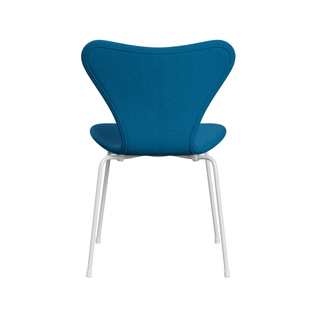 Fritz Hansen 3107 Chair Full Upholstery, White/Hallingdal Turquoise