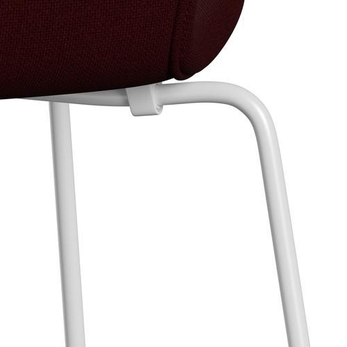 Fritz Hansen 3107 židle plné čalounění, bílé/hallingdal víno červené