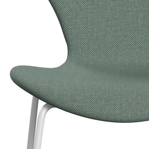 Fritz Hansen 3107 Židle plné čalounění, bílá/re vlna aqua/přírodní