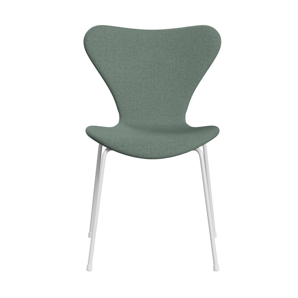 Fritz Hansen 3107 Židle plné čalounění, bílá/re vlna aqua/přírodní