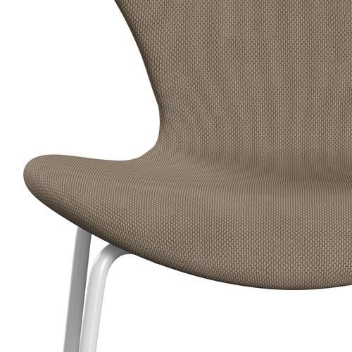 Fritz Hansen 3107 Chair Full Upholstery, White/Re Wool Beige/Natural