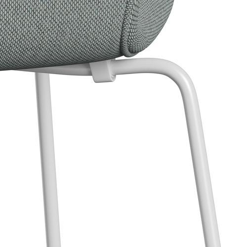 Fritz Hansen 3107 Chair Full Upholstery, White/Re Wool Pale Aqua