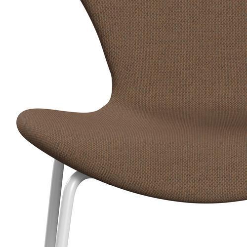 Fritz Hansen 3107 židle plné čalounění, bílá/re vlna hnědá/přírodní