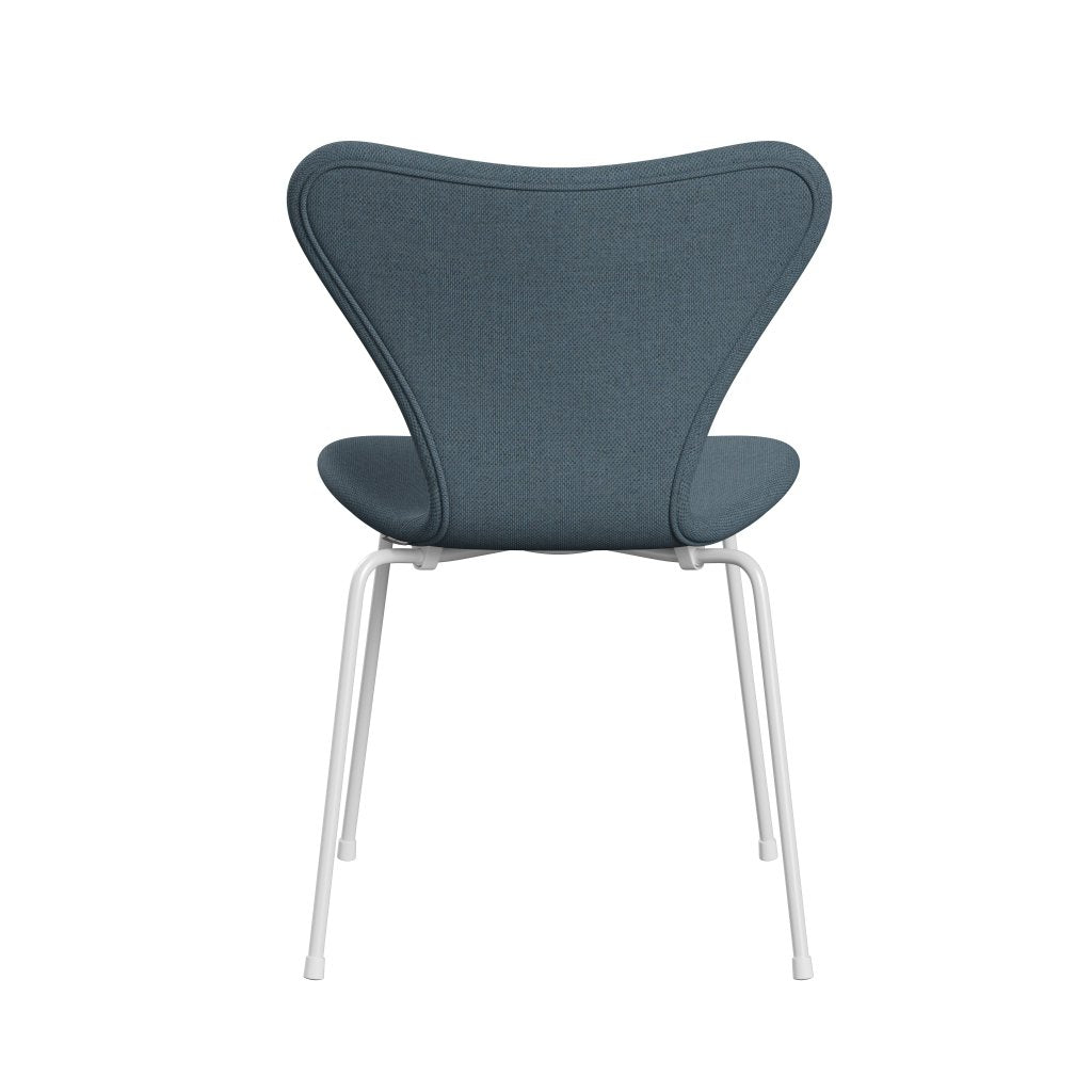 Fritz Hansen 3107 Chair Full Upholstery, White/Re Wool Natural/Light Blue