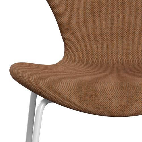 Fritz Hansen 3107 židle plné čalounění, bílá/re vlna ozdoba/přírodní