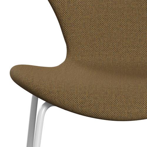 Fritz Hansen 3107 židle plné čalounění, bílá/re vlna hořčice/přírodní