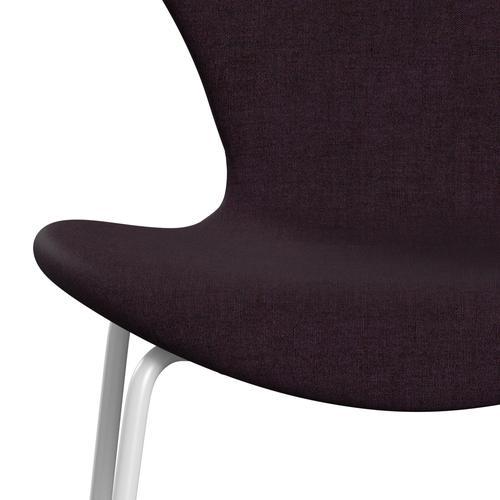 Fritz Hansen 3107 Chair Full Upholstery, White/Remix Aubergine (Rem692)