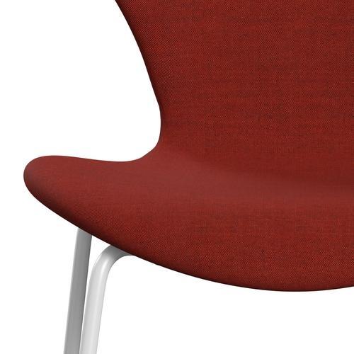 Fritz Hansen 3107 Chair Full Upholstery, White/Remix Dark Deep Red