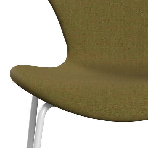 Fritz Hansen 3107 židle plné čalounění, bílá/remix Golden Green