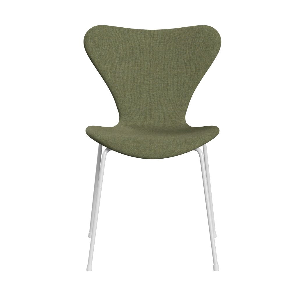 Fritz Hansen 3107 Chair Full Upholstery, White/Remix Green