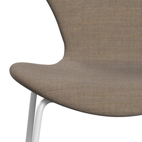 Fritz Hansen 3107 Chair Full Upholstery, White/Remix Light Brown (Rem242)