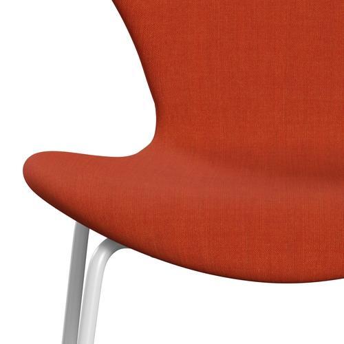 Fritz Hansen 3107 Chair Full Upholstery, White/Remix Orange