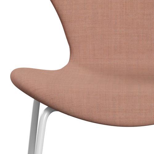 Fritz Hansen 3107 Chair Full Upholstery, White/Remix Pink Light/Pink