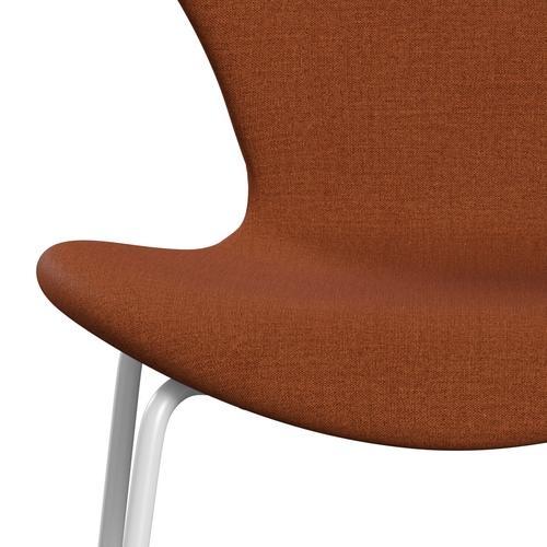 Fritz Hansen 3107 Chair Full Upholstery, White/Remix Rust Orange