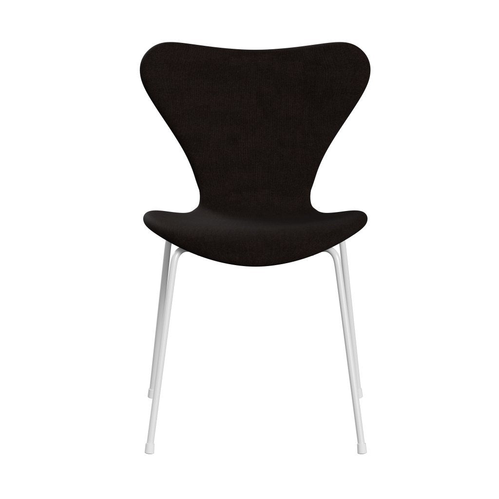 Fritz Hansen 3107 Chair Full Upholstery, White/Remix Chocolate Brown (Rem383)