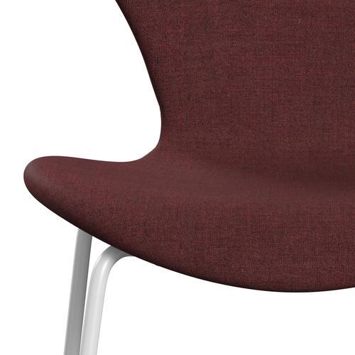 Fritz Hansen 3107 Chair Full Upholstery, White/Remix Wine Red