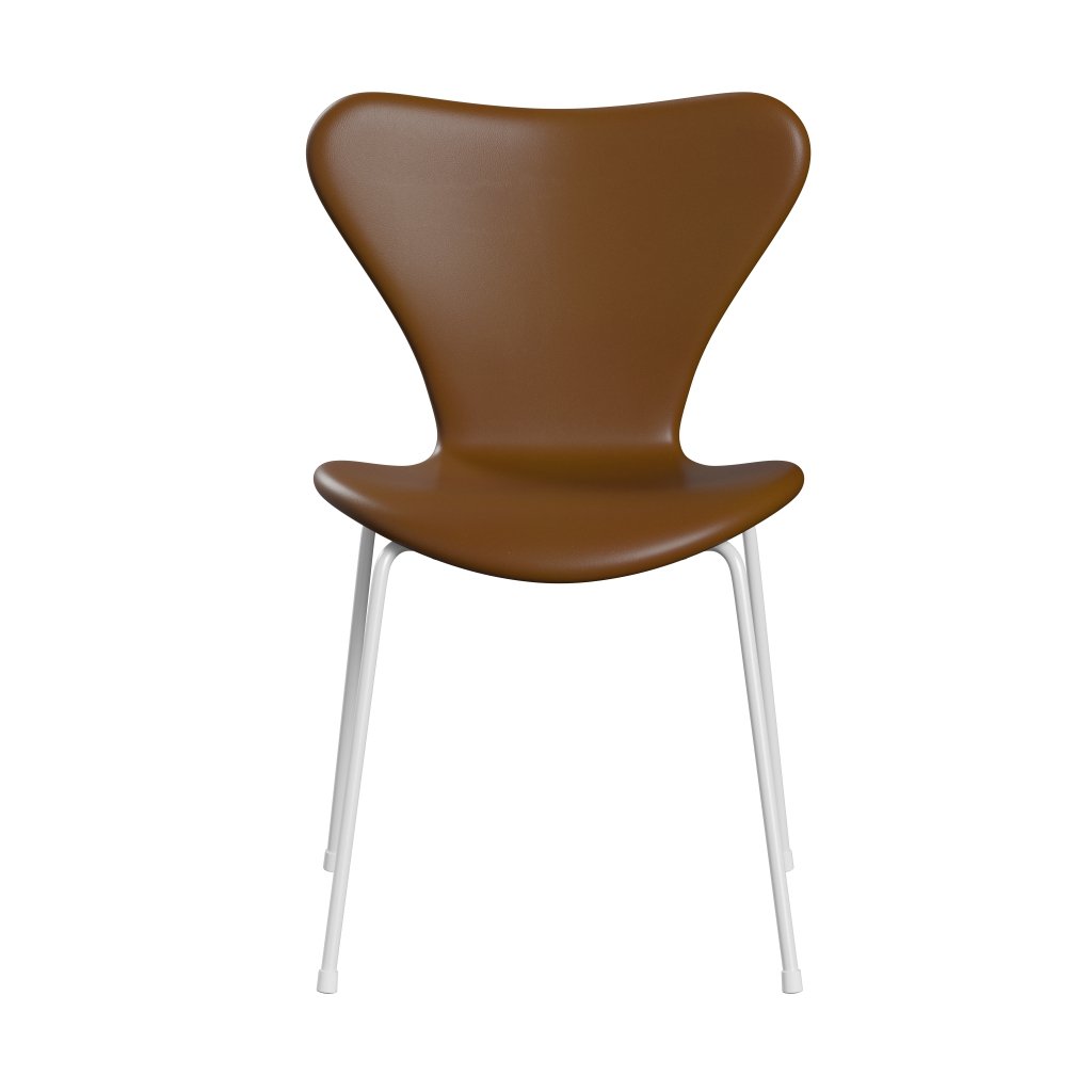 Fritz Hansen 3107 Chair Full Upholstery, White/Soft Walnut