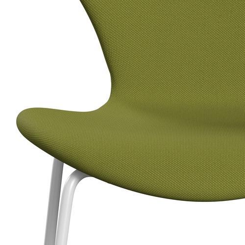 Fritz Hansen 3107 Chair Full Upholstery, White/Steelcut Light Military Green