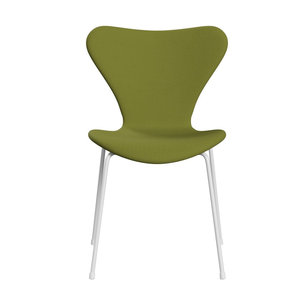 Fritz Hansen 3107 Chair Full Upholstery, White/Steelcut Light Military Green