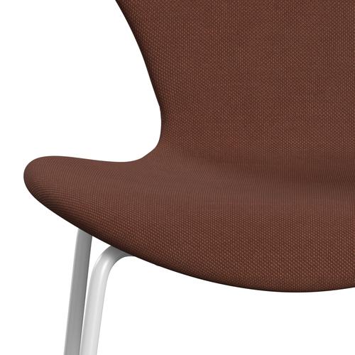 Fritz Hansen 3107 židle plné čalounění, bílá/ocelářská středně hnědá