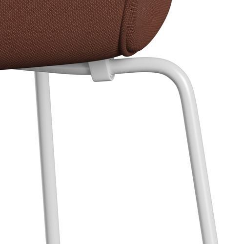 Fritz Hansen 3107 Chair Full Upholstery, White/Steelcut Medium Brown