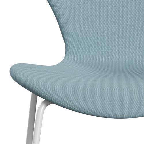 Fritz Hansen 3107 Chair Full Upholstery, White/Steelcut Pastel Blue