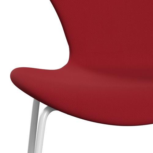 Fritz Hansen 3107 Chair Full Upholstery, White/Steelcut Standard/Light Dark Red