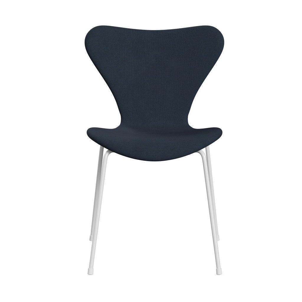 Fritz Hansen 3107 Chair Full Upholstery, White/Steelcut Trio Dark Brown Blue