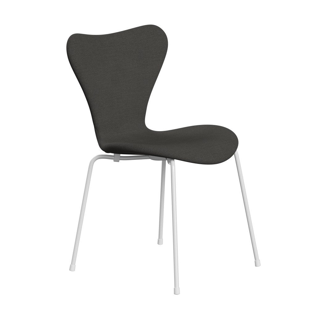 Fritz Hansen 3107 Židle plné čalounění, bílá/ocelářská trio tmavě šedá